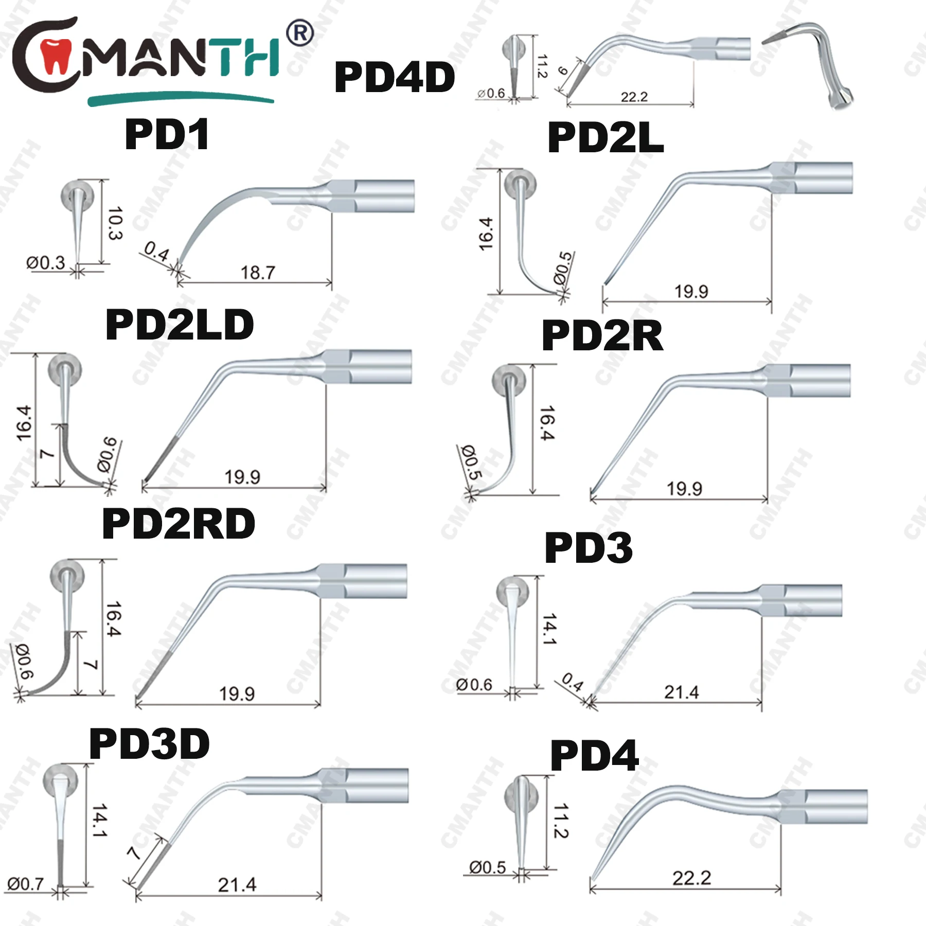 Dental Ultrasonic Scaler Tips Perio Tip Scaling Tips Fit For DTE NSK SATELEC ACTEON Scaler Handpiece Dentistry Materials