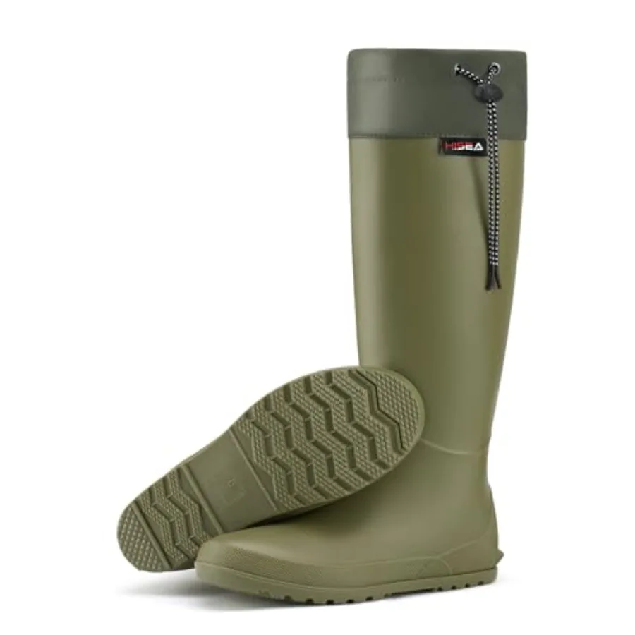 

HISEA Women's Rain Boots, Waterproof Knee High Garden Shoes for Yard Work, Packable Slim Fit Rubber Mud Boots, Lightweight Outd