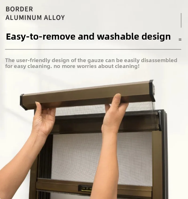 Reel Type Pull-Down Invisible Screen Window, Telescopic Anti-Mosquito Aluminum Alloy Push-Pull Window Mesh, DIY Self-Installed