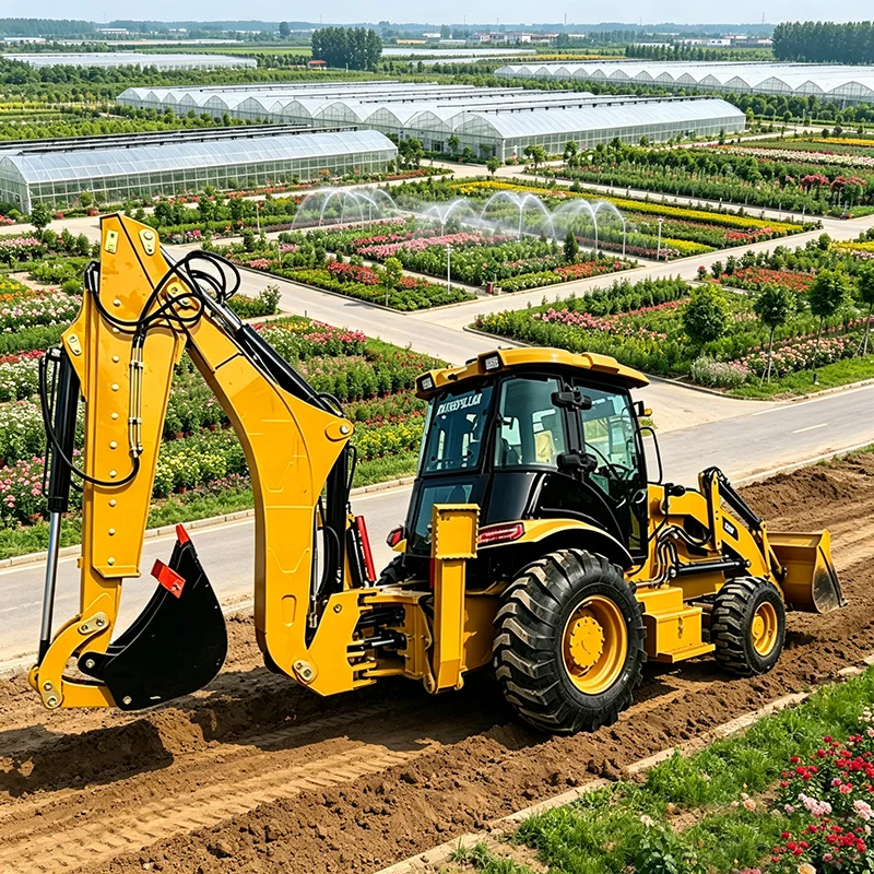 Backhoe Loader Wheeled Multi-purpose Earth Mover Machine for Construction and Farming