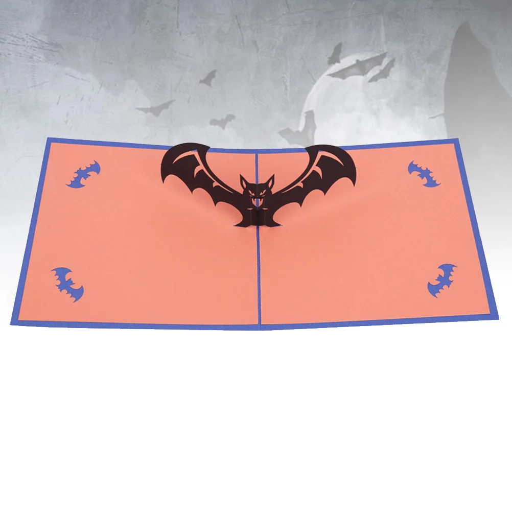 

3D летучая мышь, поздравительная открытка на Хэллоуин, креативный всплывающий дизайн, пустая бумага, письменное пространство для праздничных подарочных открыток, открытки на Хэллоуин