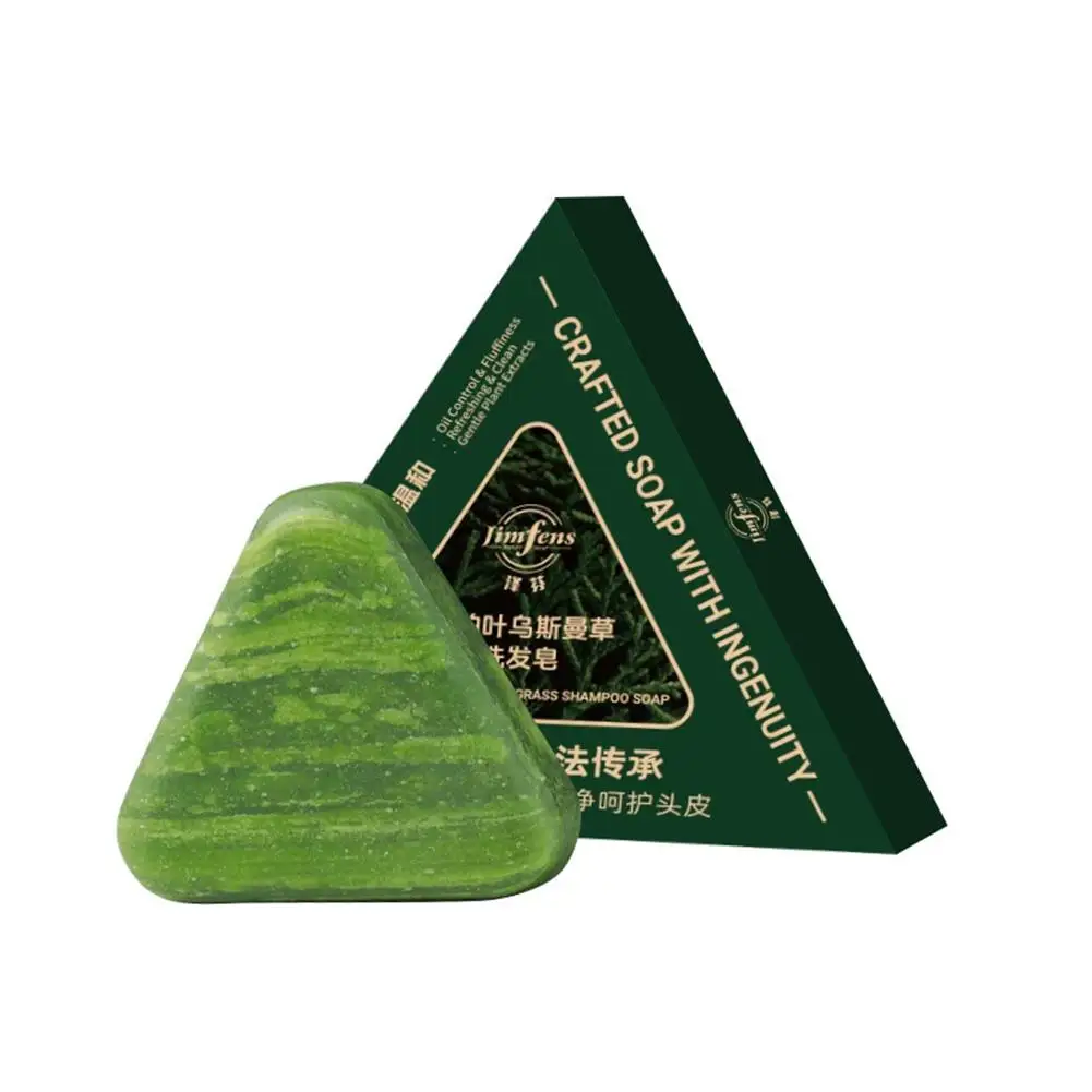 Usman Grass Shampoo-Seife, Zypressenblatt, Polygonatum, Kräuter-Pflanzenextrakt, erfrischendes, sauberes Öl, Kontrolle und Juckreiz, 120 g