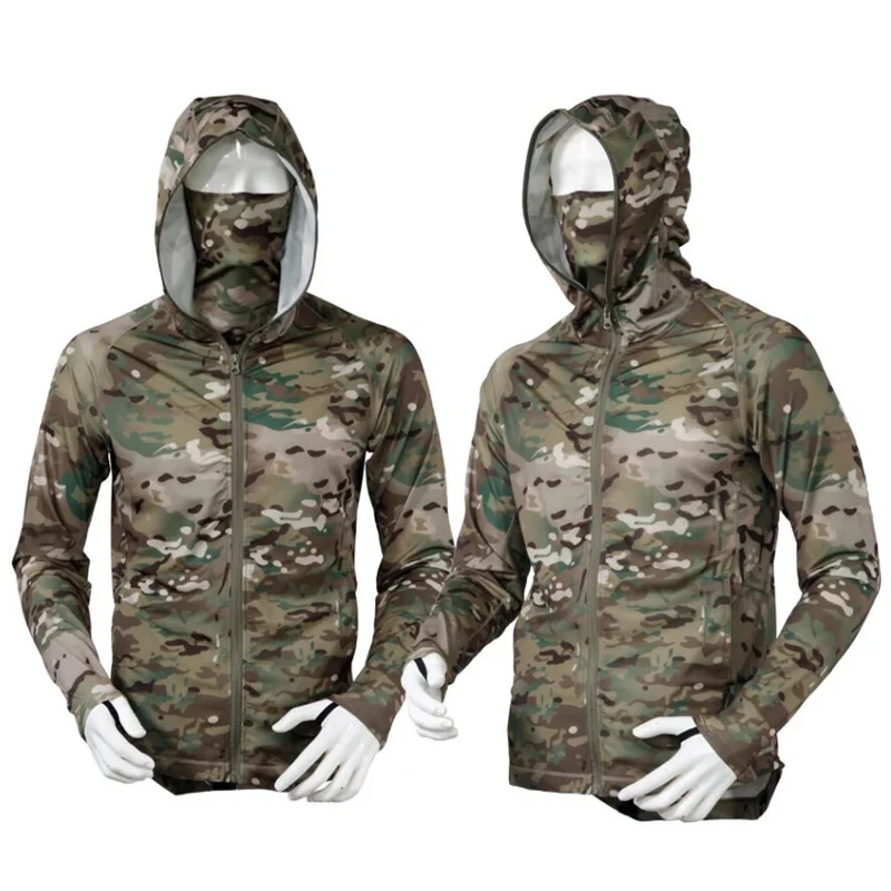 

Warchief Hunting Clothes Jacket For Men Multicam Coat Tops With Bandana Quick Dry Shirt Breathable Hiking Fishing T Shirt Mask