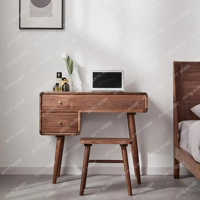 A North American black walnut dresser solid wood clamshell makeup table integrated, simple and modern