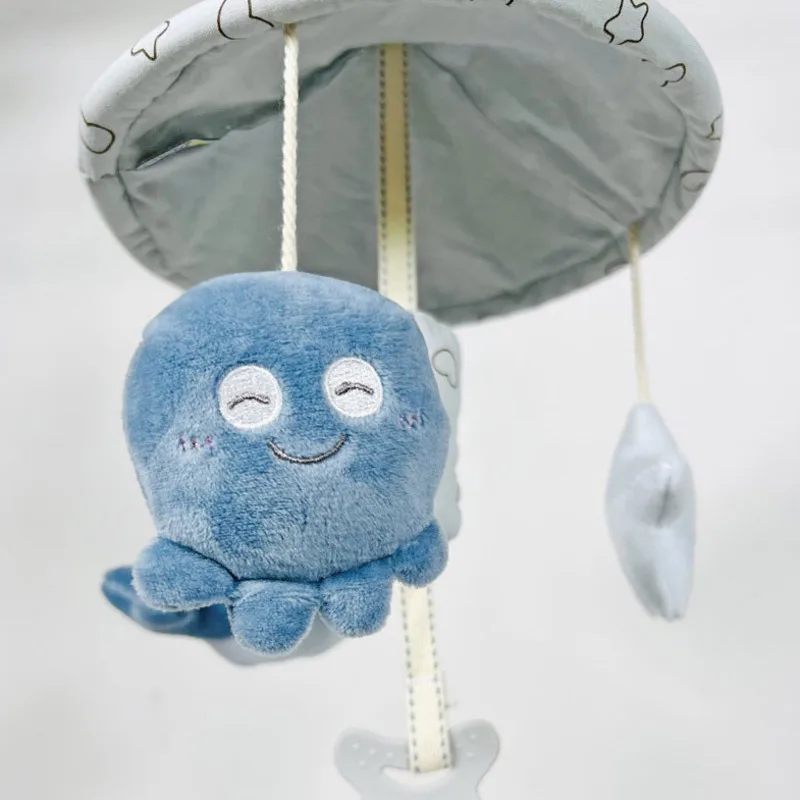 Newborn Baby Rattles 0-12 Months Stroller Bed Hanging Umbrella Wind Bell Infant Mobile Cartoon Animals Plush Toy Boys Girls Gift