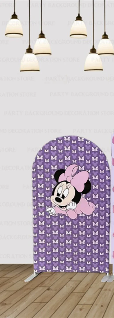 Disney Sweet Daisy Duck Minnie Mouse Baby Bogen Hintergrund Abdeckung Neugeborene Mädchen gewölbte Wand Hintergrund Baby 1. Geburtstag Dekor Abdeckung 5