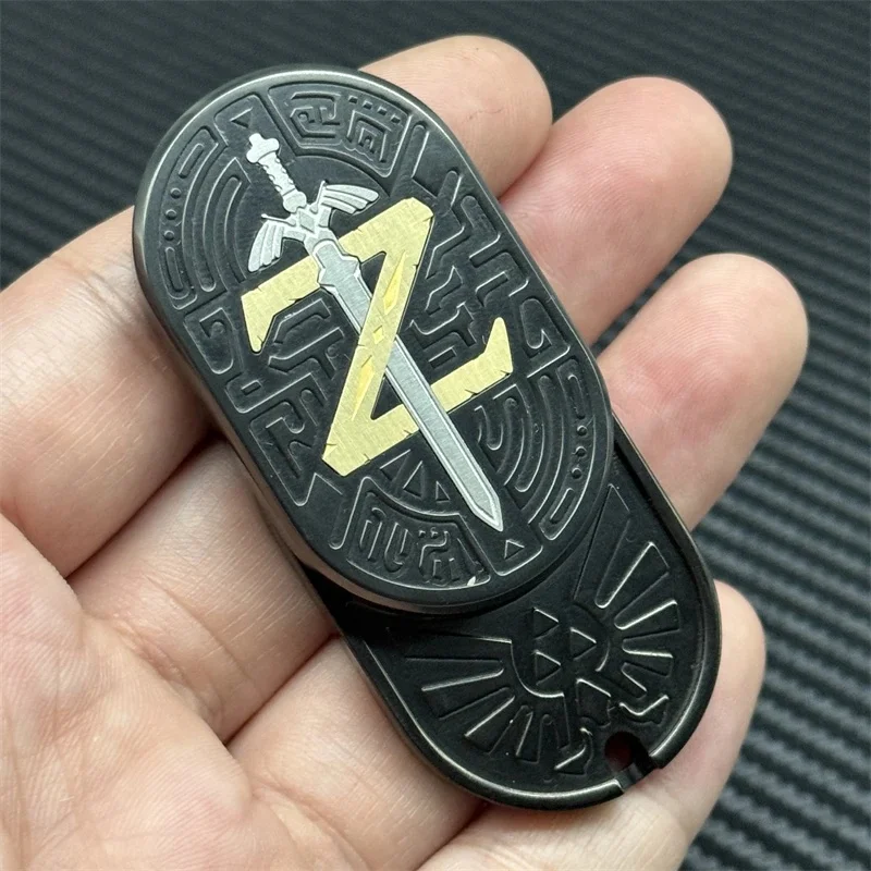 

New Novel Sword Shield Metal Fidget Slider EDC Toy Exquisite Carving Craft Push Stress Relief ADHD Tool Age 18+
