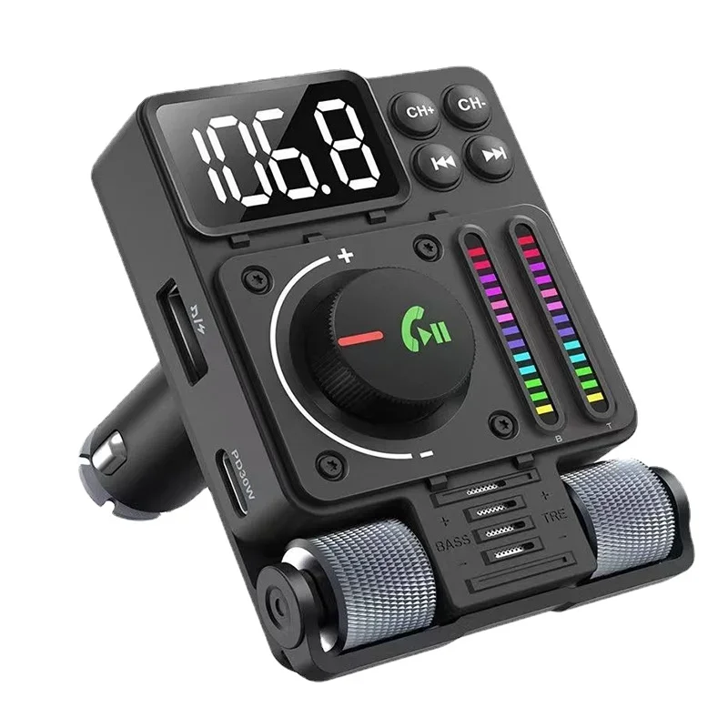 MT01 Car MP3 Bluetooth Hands-free FM Transmitter - PD30W Fast Charging Car Charger Hi-Fi Music Car Player, 128 Chars.