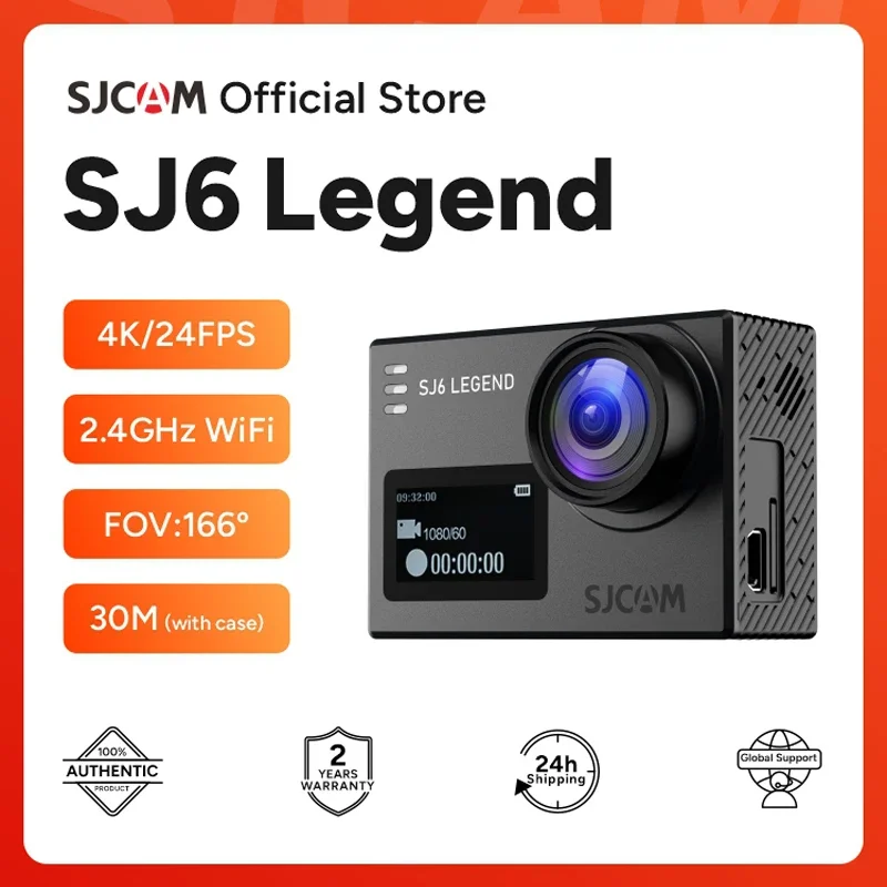 

SJCAM SJ6 Legend Action Camera 30M Waterproof 4K Gyro Stabilization Sports Cam 2.0" Touch Screen 2.4G WiFi