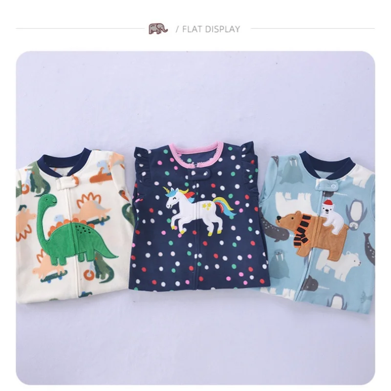 Winter Newborn Baby Girls Romper Zipper Warm Fleece Toddler Pajamas Cotton Bebe Cute Bear Boys Jumpsuit Infants Clothes 9-24M