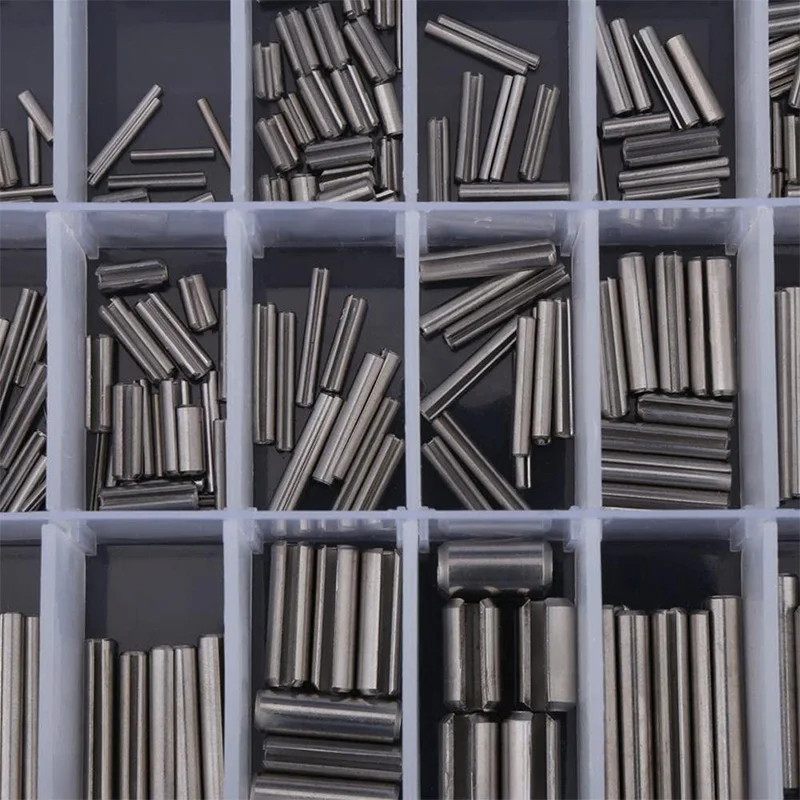 

ABLG 280Pcs Stainless Steel Slotted Spring Pin Assortment Kit, Split Spring Dowel Tension Roll Pins With Box