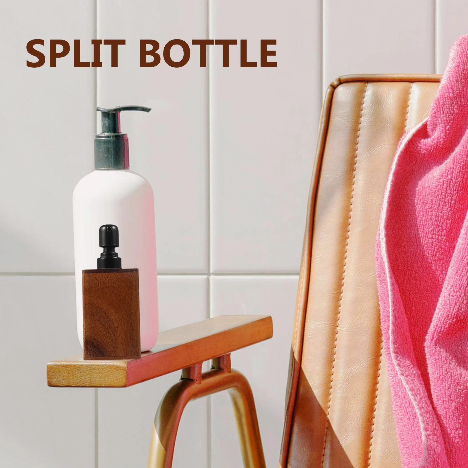 

Refillable Pump Lotion Bottle Walnut Wood Stainless Steel Lotion Dispenser Leakproof Travel Home Hotel Use Empty Pump