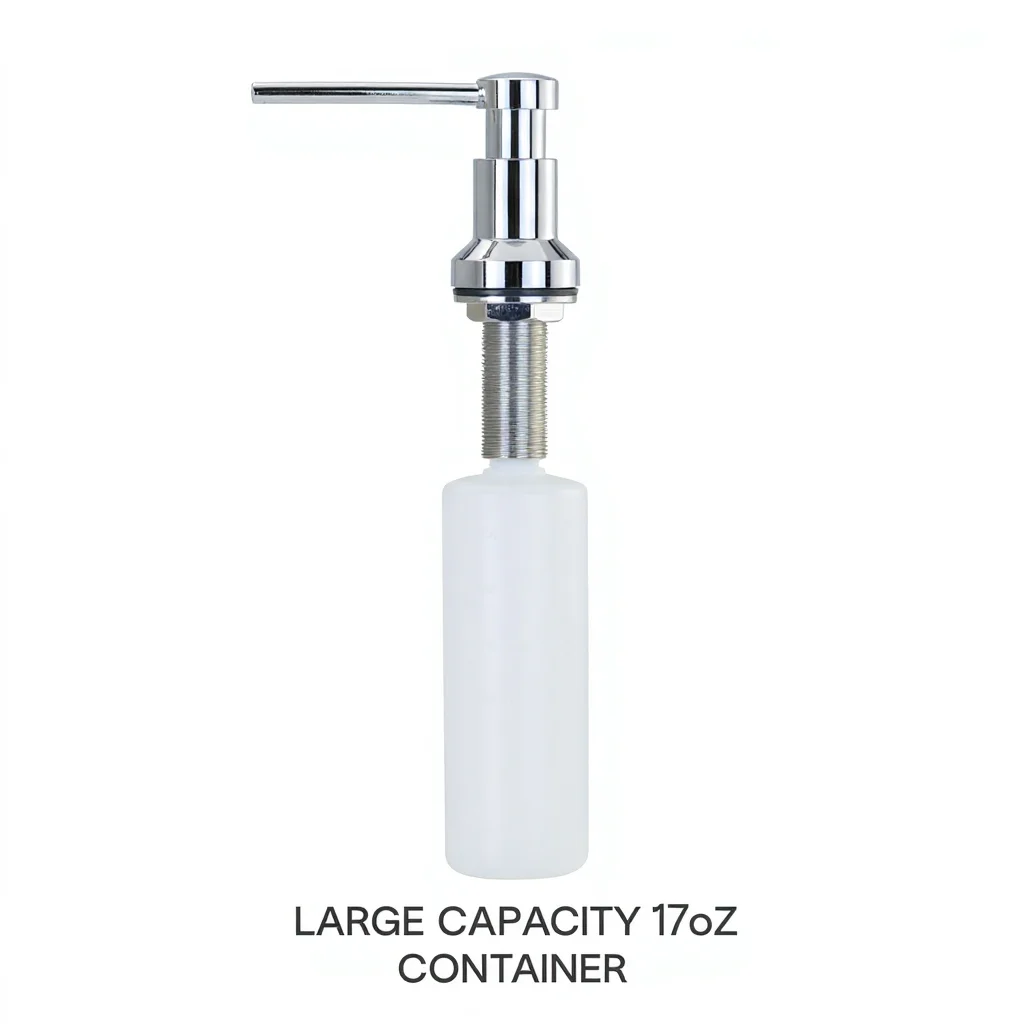 Built-in 304 Stainless Steel Soap Dispenser for Kitchen Sink 500ml – Top Refill, Long Tube OEM Customizable