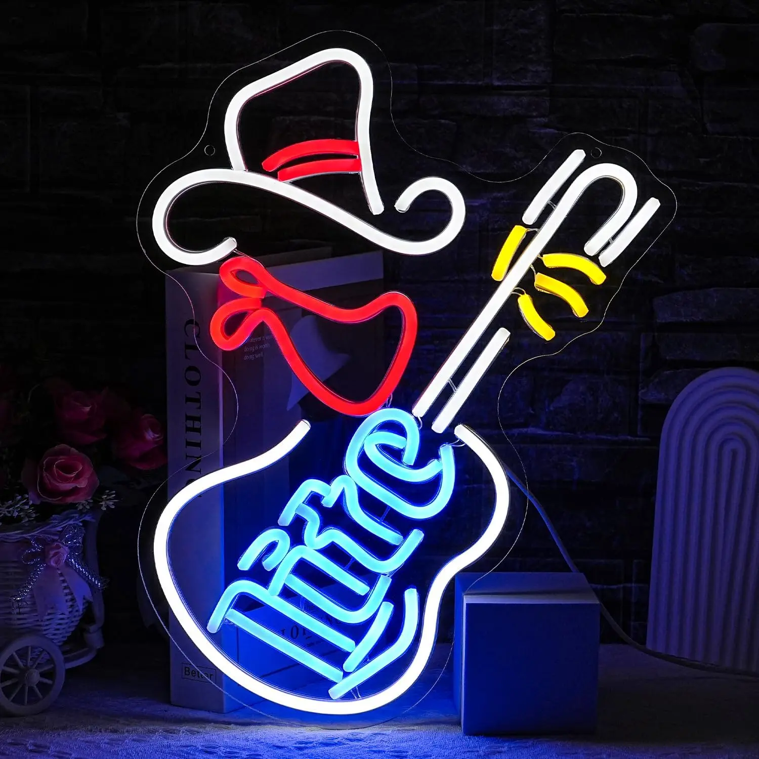 

Cowboy Hat Neon Signs LED Neon Light Sign Light Up Neon Signs Wall Decor for Game Room Home Bar Man Cave Bar Decor Store Club