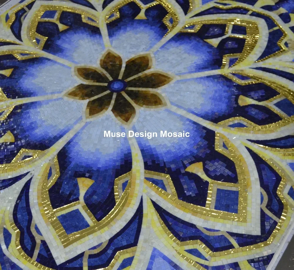 カスタムメイドのメダリオングリマーガラスモザイクタイル壁画、壁、天井、床、スイミングプール、サロン、屋外、屋内装飾用