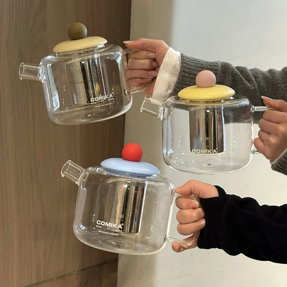 1000ML Glass Teapot Removable Stainless Infuser For Scented tea Heat-Resistant High Borosilicate Glass Tea Pot With Handle