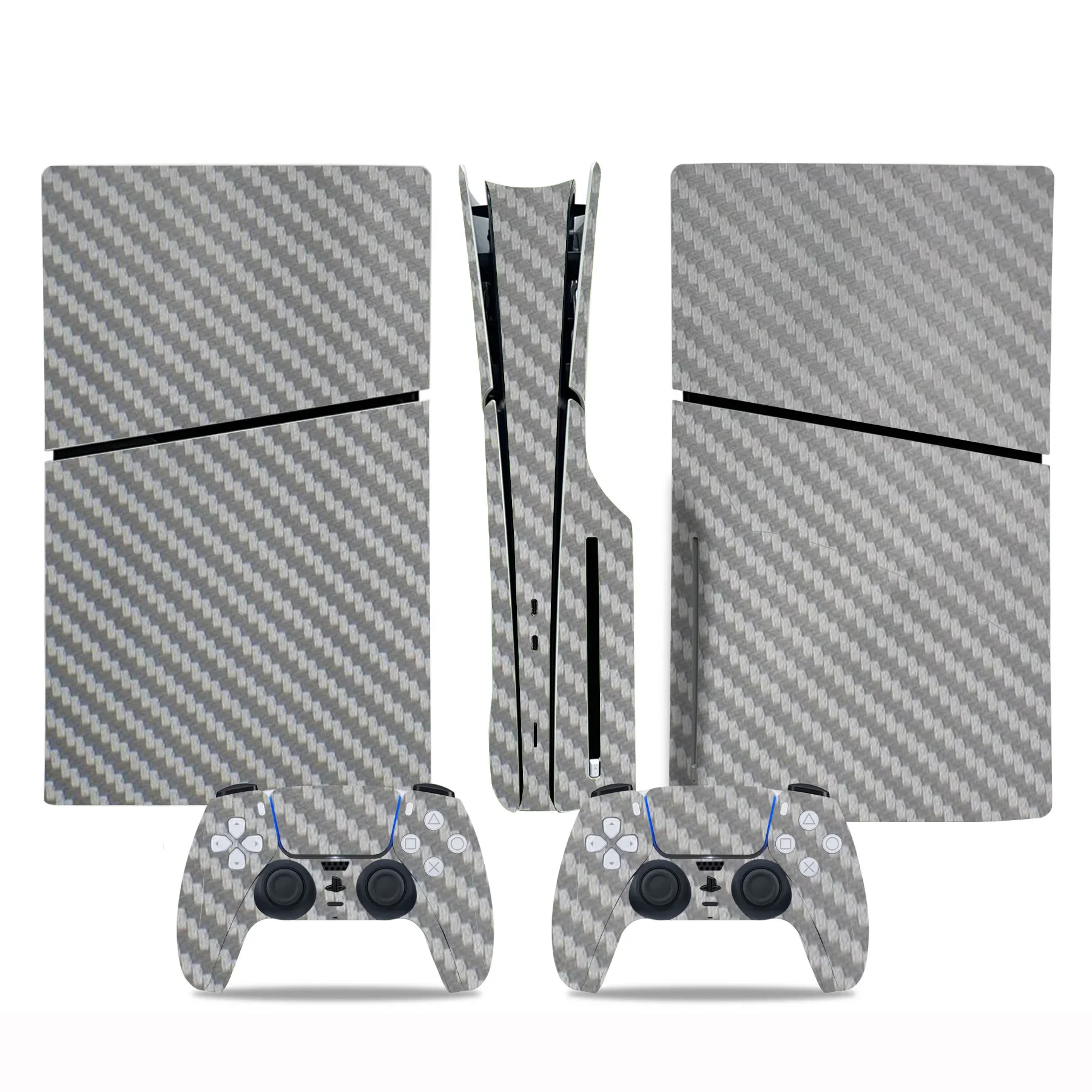 Carbon Fiber Texture Skin Sticker for PS5 Slim Durable Matte Decal for Digital and Disc Editions