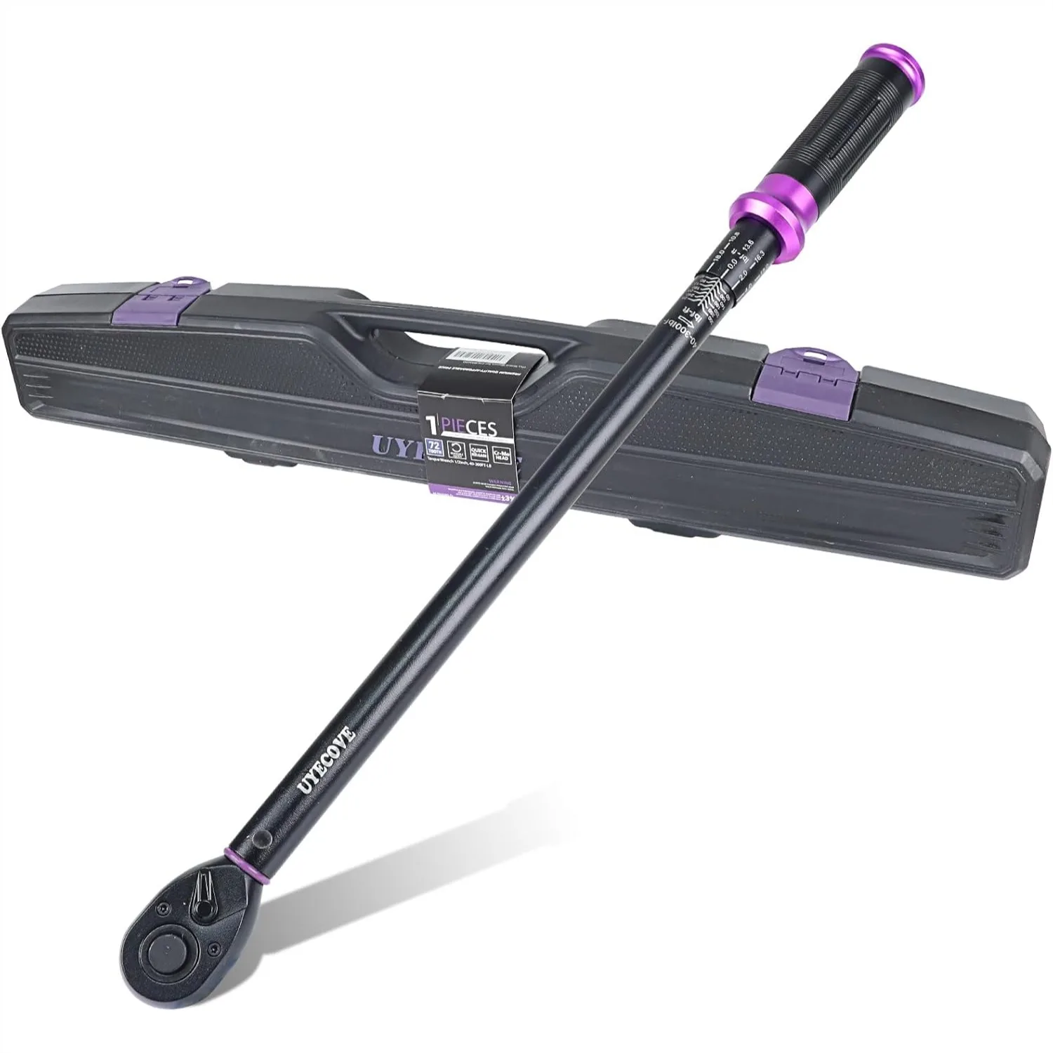 

1/2" Drive Click Torque Wrench 40-300 FT-LB, ±3% Accuracy, Dual-Direction Ratcheting, CR-MO Head