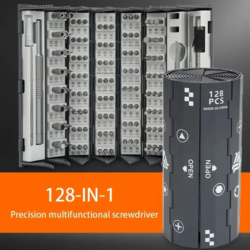 

128-in-1 Multi-Functional Precision Screwdriver Kit with Magnetic Bits for IPhone, Laptop, PC and Household Repairs Bamboo Slips