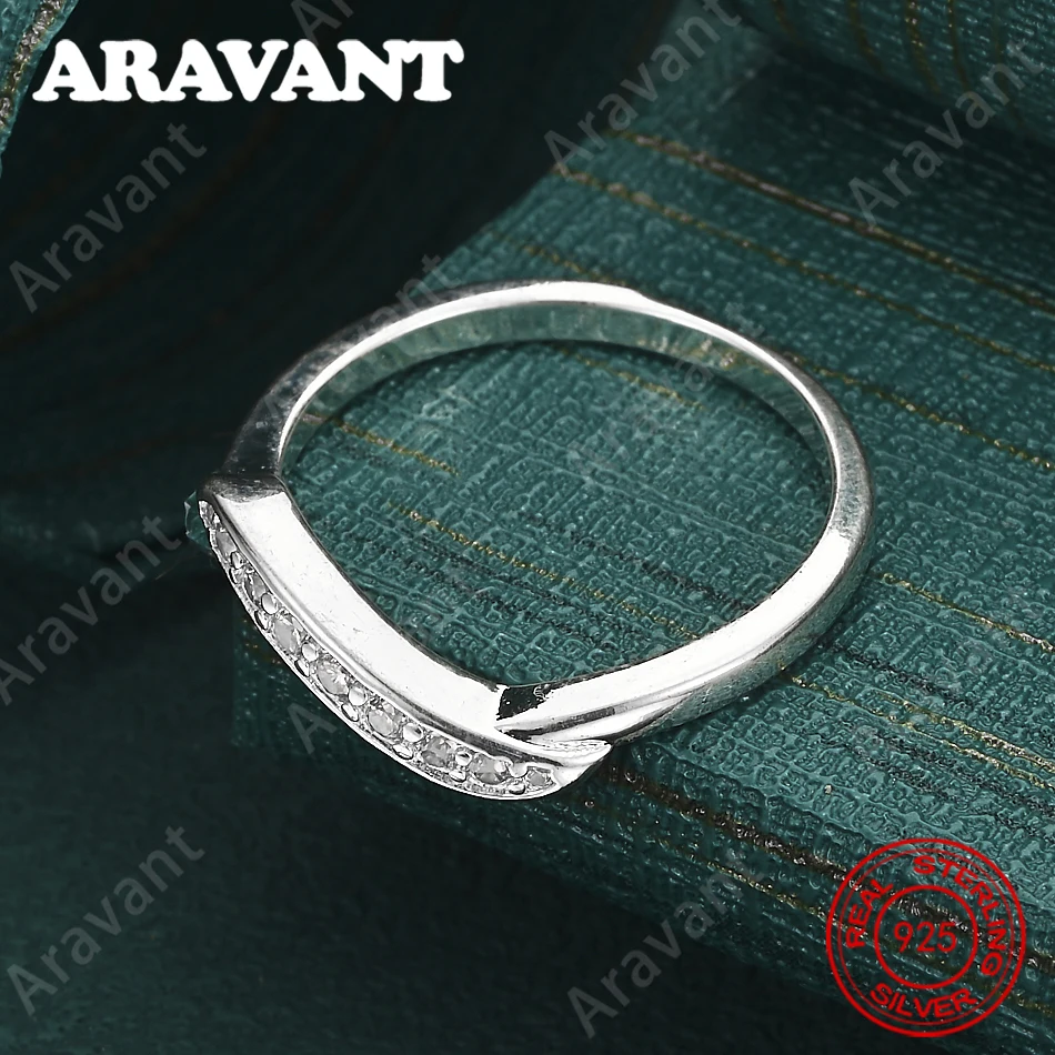 925 Sterling Silver Geometric Twisted Zircon 7-10# Ring For Women, Commuter Accessory, Christmas Gift Jewelry