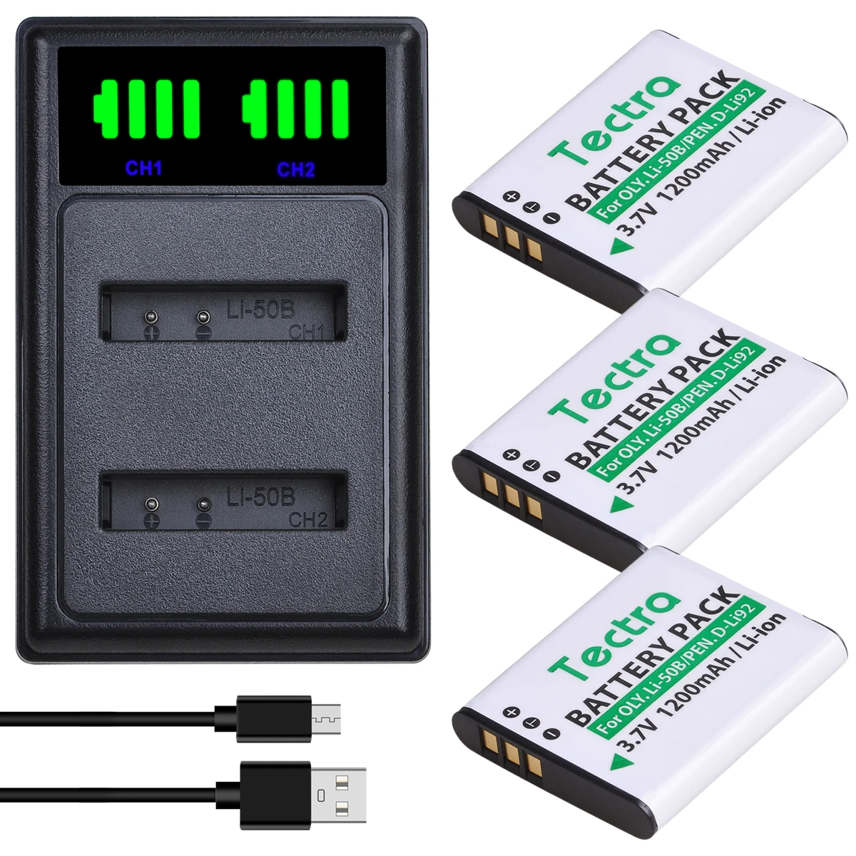 LI-50B Li50b Battery OR LED Dual Charger for Olympus SZ-10 SZ-12 SZ-15 SZ-16HIS Sz-20 TG-610 TG-630HIS TG-810 TG-820 TG-830