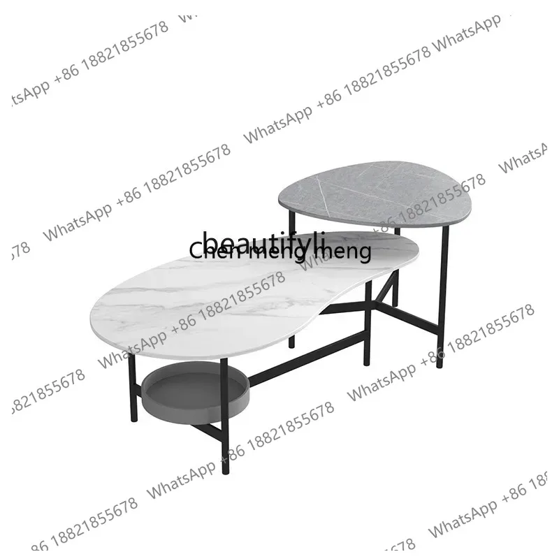 LHY26 ss yj Italian Stone Plate Tea Table Side Table Minimalist Combination Shaped Simple and Light Luxury Creative Small Tea Ta