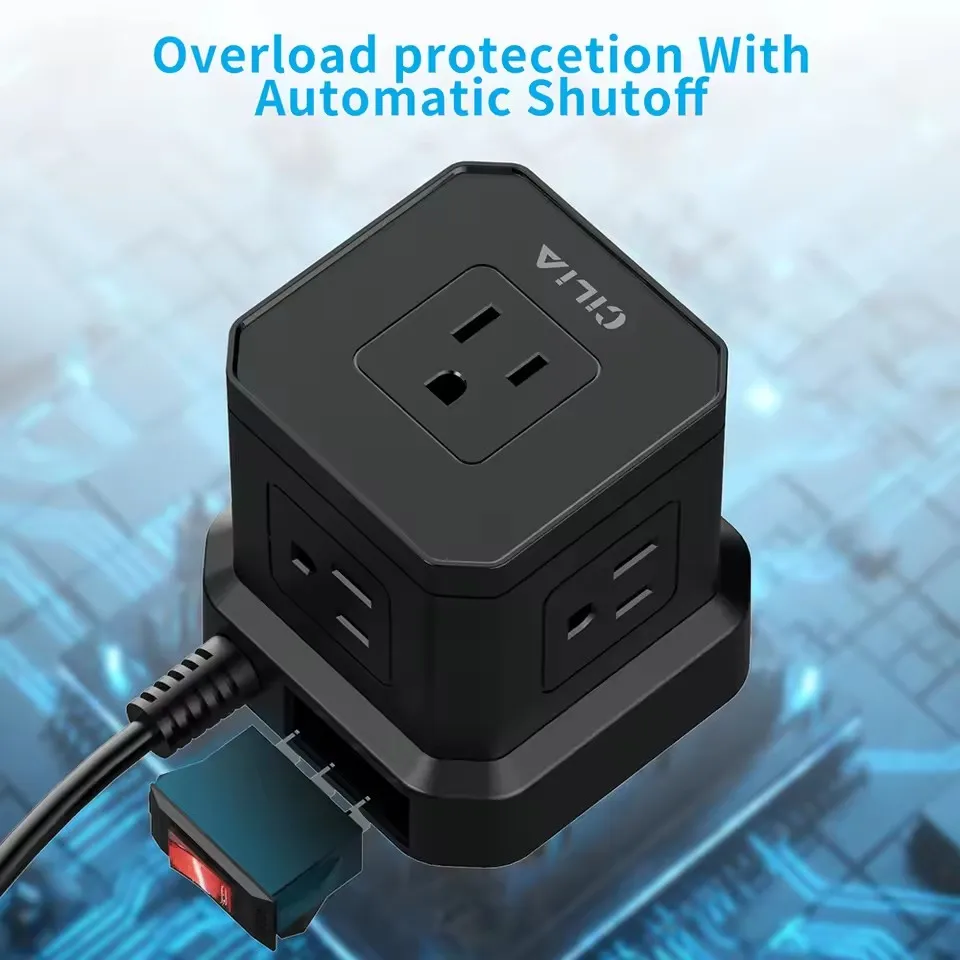 

Многофункциональная зарядная станция — стандарт США, 5 розеток переменного тока, 3 порта USB, 1 порт USB-C, шнур 1,5 м, конструкция башни для дома/офиса