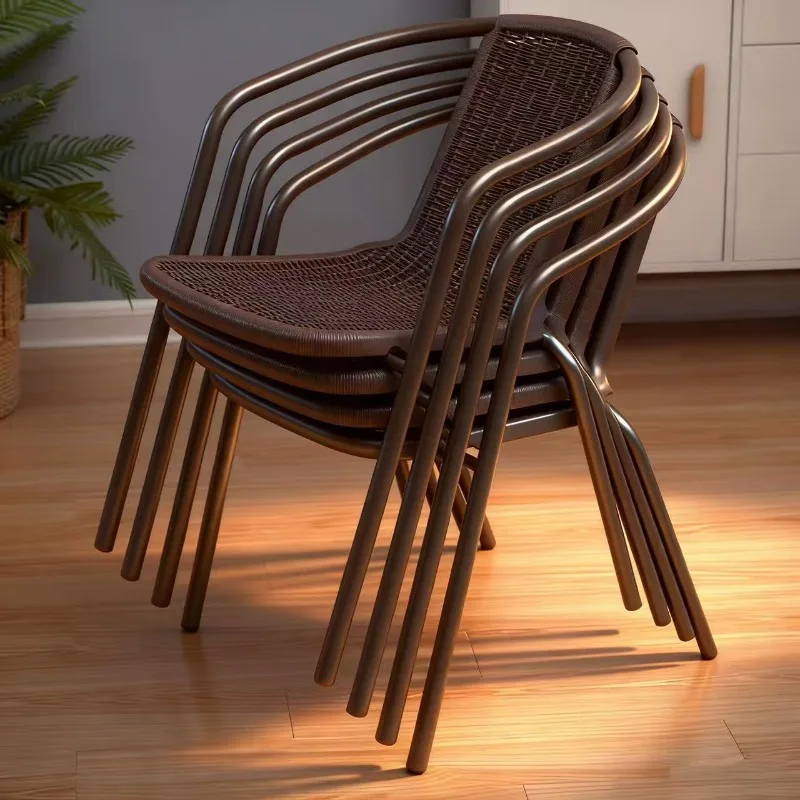 Outdoor waterproof Balcony rattan chair Home dining chair Leisure courtyard table and chair Office dormitory U-shaped mahj