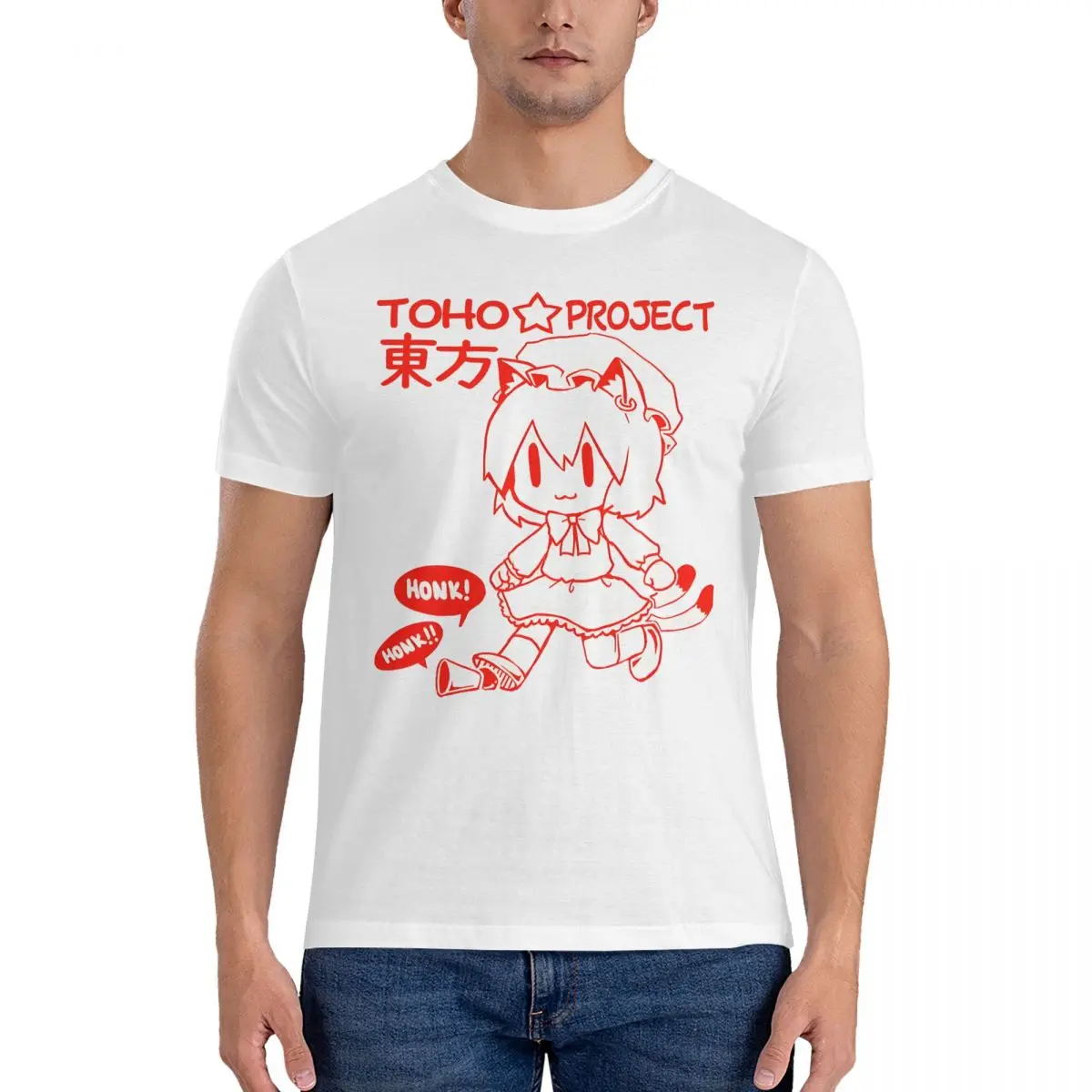 CHEN T Shirt for Men Cotton Vintage T-Shirt Round Neck Touhou Project Tees Short Sleeve Clothing 4XL 5XL