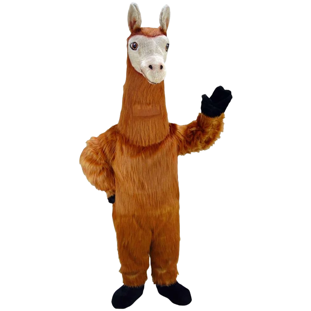 Cabelo longo de pelúcia lhama alpaca mascote traje adulto tamanho deluxe lhama fantasia vestido terno kits para festas de carnaval sw1503