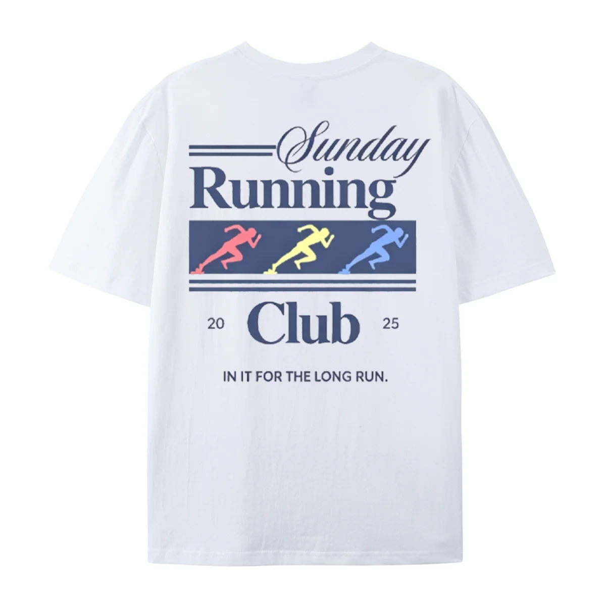 Sunday Running Club Graphic T‑Shirt Vintage Sport Aesthetic In It for The Long Run Runner Gift Back Print Short Sleeve Tops