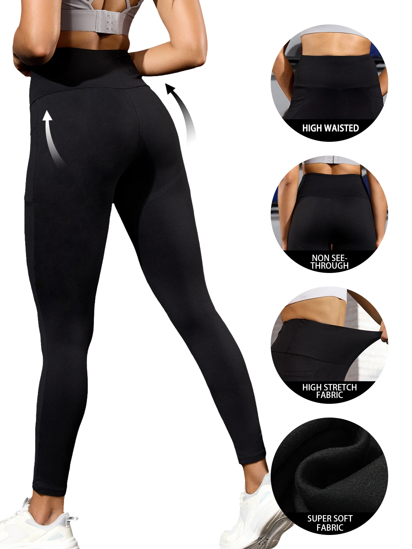 عبوتان من طماق اليوغا عالية الخصر مع جيوب - تحكم نسائي فائق النعومة في البطن للتمرين والراحة اليومية