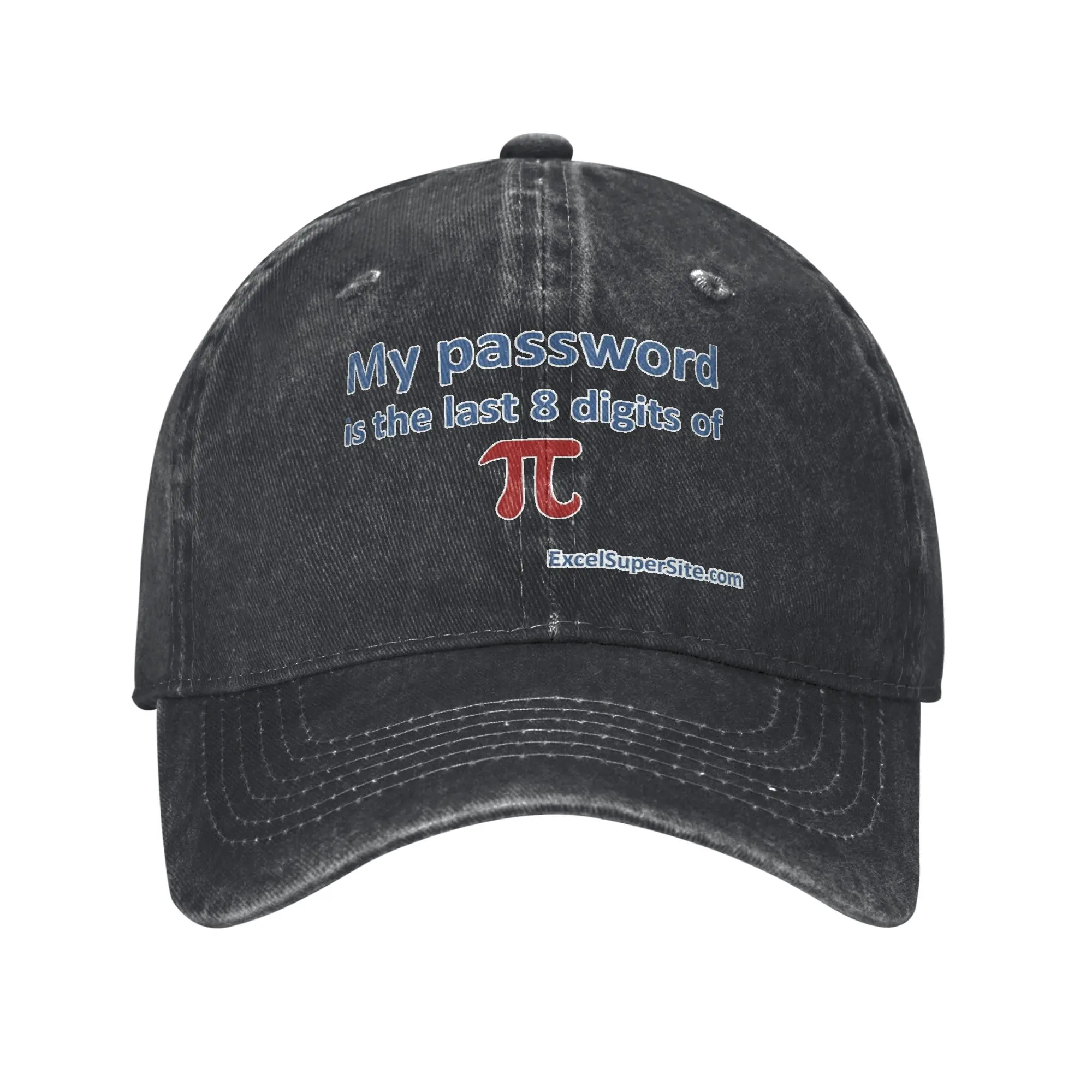 Men Women My Password Is The Last 8 Digits Of π Printed Hat Casual Distressed Denim  Baseball Cap Adjustable
