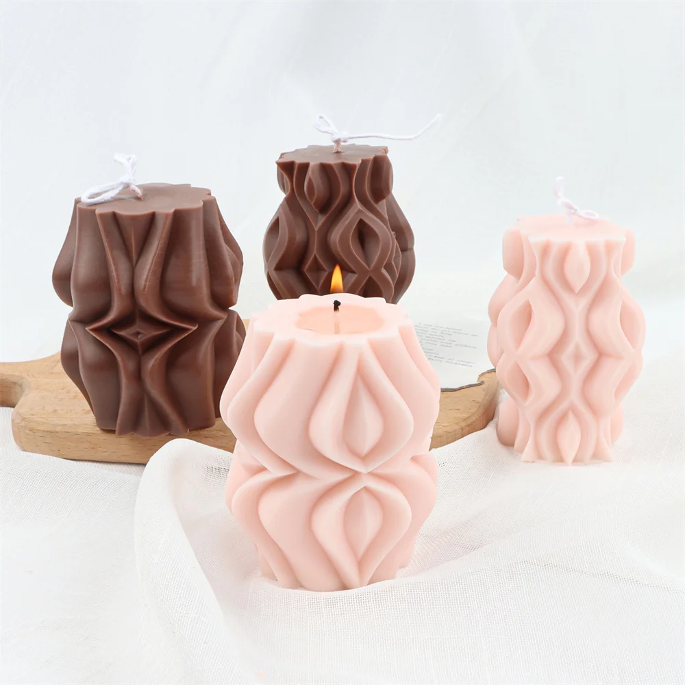 

Cylindrical Series Silicone Embossed Animal Candle Screw Column Scented Soap Mould 3D Stripe Cylinder Resin Plaster Tools