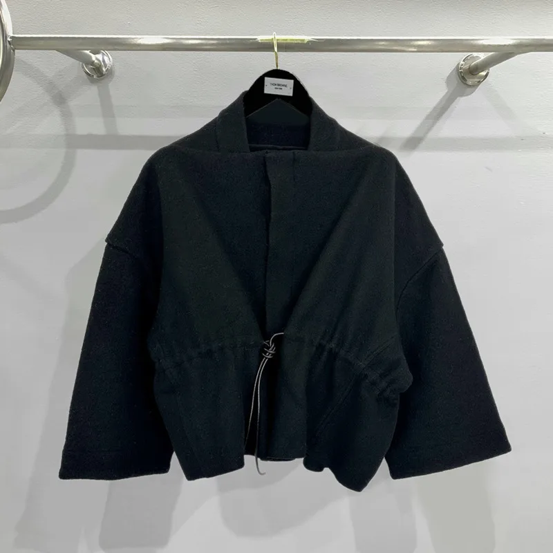 HKSH Frühling Herbst Neue Frauen Mantel Einreiher Kordelzug Taille Design Einfarbig Vielseitig Trendy Ins Casual Jacke HK13841