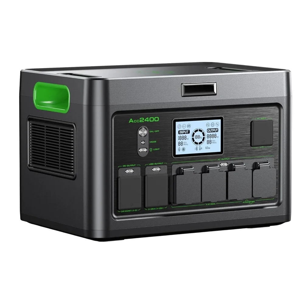 2400W 1843Wh Power Station, 4800W Peak 12 Ports 4 AC Pure Sine Wave 100W USB-C PD Fast Charging, Home RV Camping, Custom