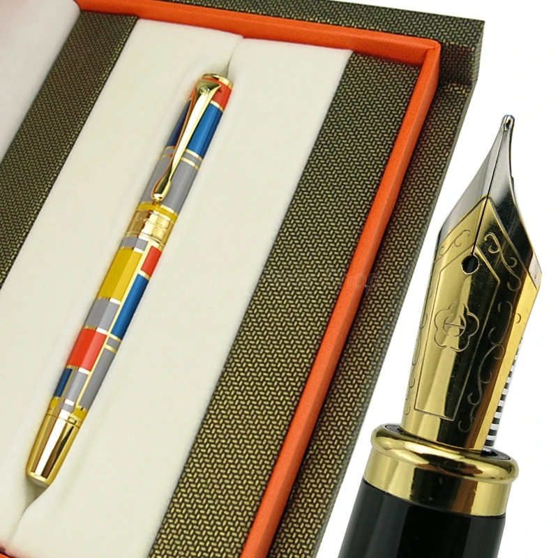 Hero 767 Luxurious Fountain Pen With Golden Trim Colored Ink Pen Iridium Medium Nib For Outstanding Writing Gift Pen HF001