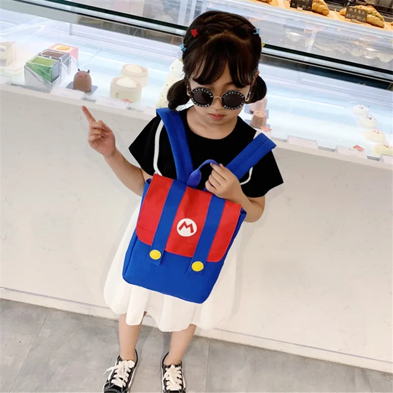 Super Mario Bros Game Cartoons Backpack High Capacity Nylon Waterproof Anime Educational Kindergarten Baby School Bag Gifts