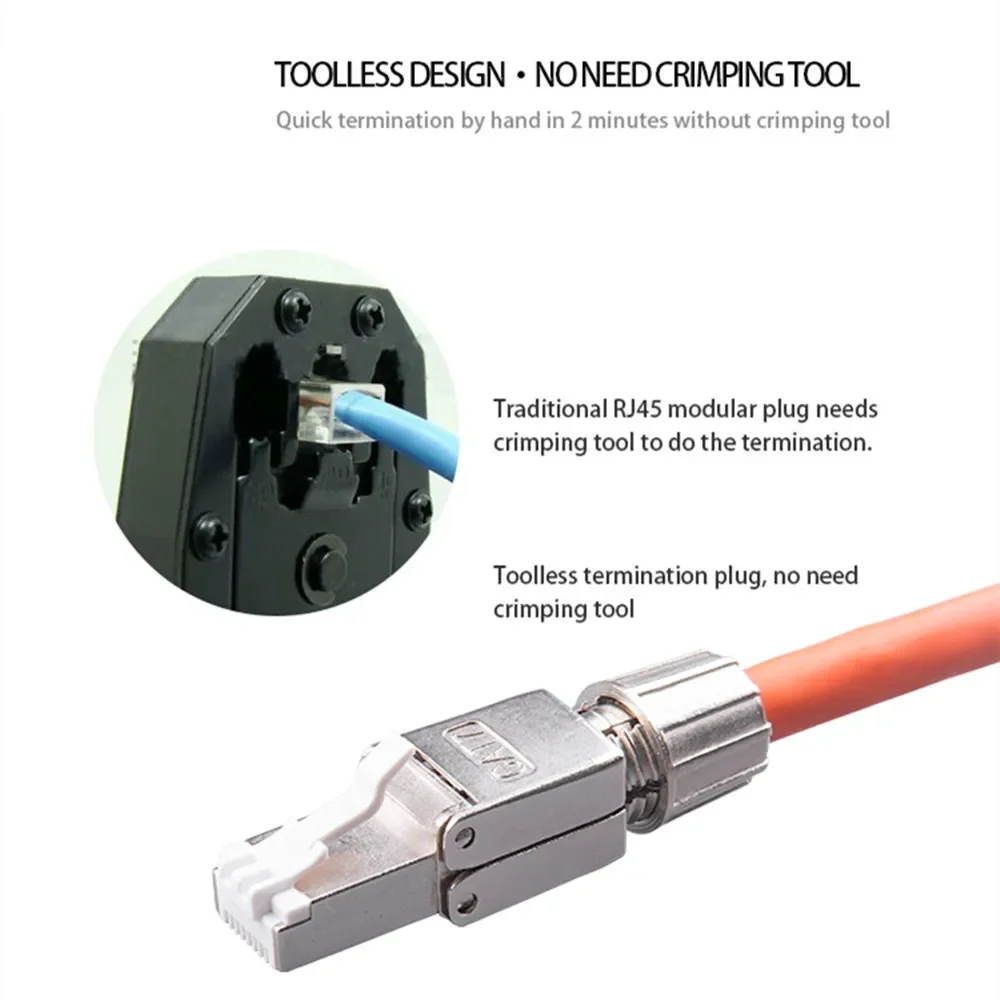 Cat.6 6a cat7 rj45 conector 8p8c stp blindado rj45 plugue de terminação para cat.6 cat 6a 7 23-26awg cabo de rede lan adaptador