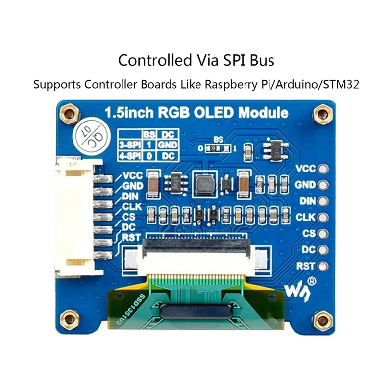 Waveshare 1.5Inch RGB OLED Screen Display Module SSD1351 Driver 128X128 16-Bit High Color Display Supports For Raspberry Pi