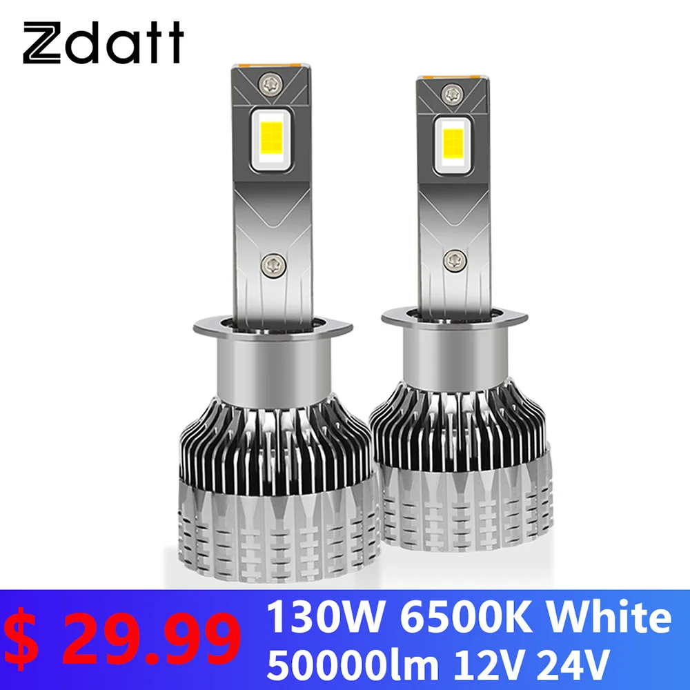 

2Pcs 130W H7 Led Canbus Headlights High Power 65W 50000LM H1 H4 H8 H11 H9 9005 HB3 9006 HB4 Led Super Bulb Turbo 6500K Ice Lamp