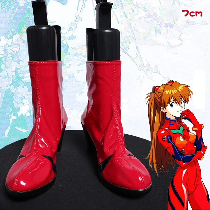 

Asuka Langley Soryu Cosplay Shoes Anime EVA Half Boots Halloween Pole Play Accessories Custom Made Women Girls