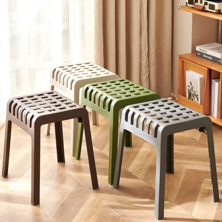 Plastic Stool Household Stackable Mesh Stool Modern Simple Chair Comfortable Portable Home Thickened