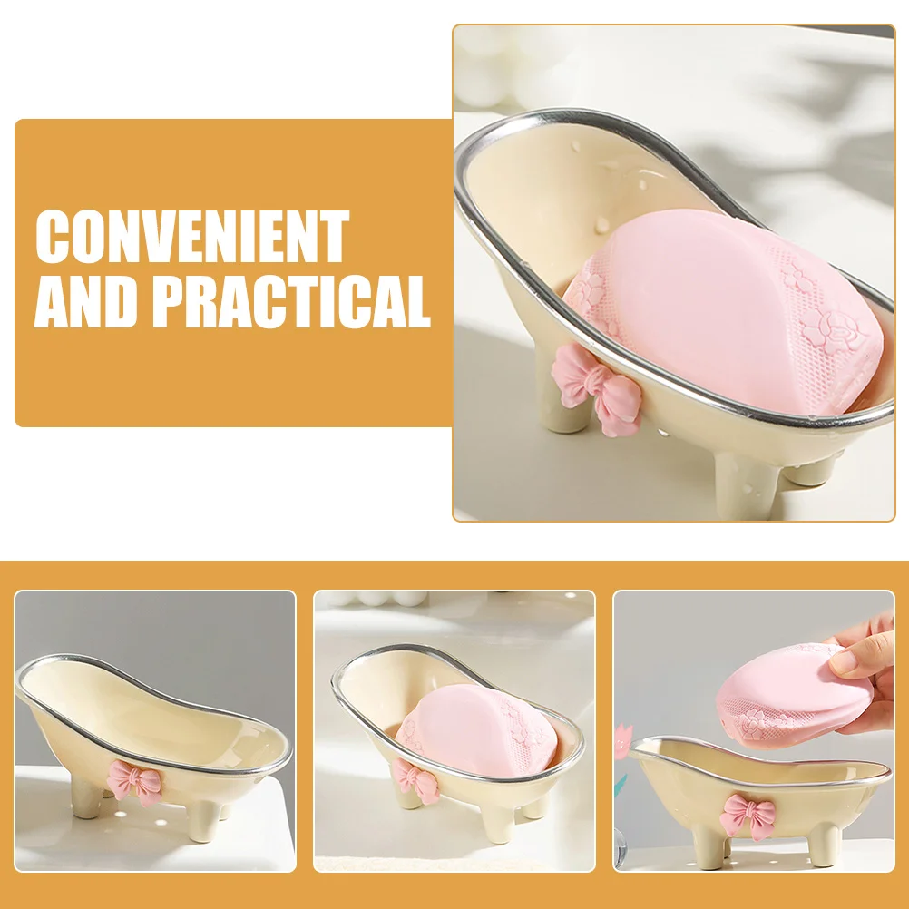 

Butterfly Knot Dish Compact Abs Bar Soap Holder For Shower Kitchen Bathroom Decorative Storage Tray Reusable Soap Box Suction