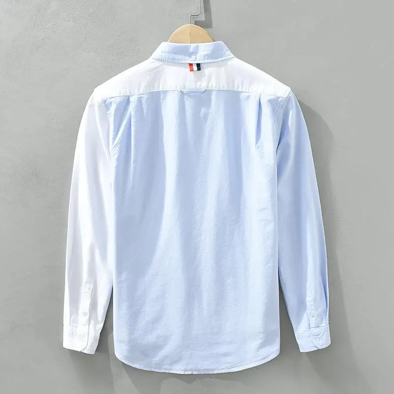 

Color Blo Long Sve irt Loose Fit Thiened Autumn Spring Men's Casual irt Flip Collar Daily Wear