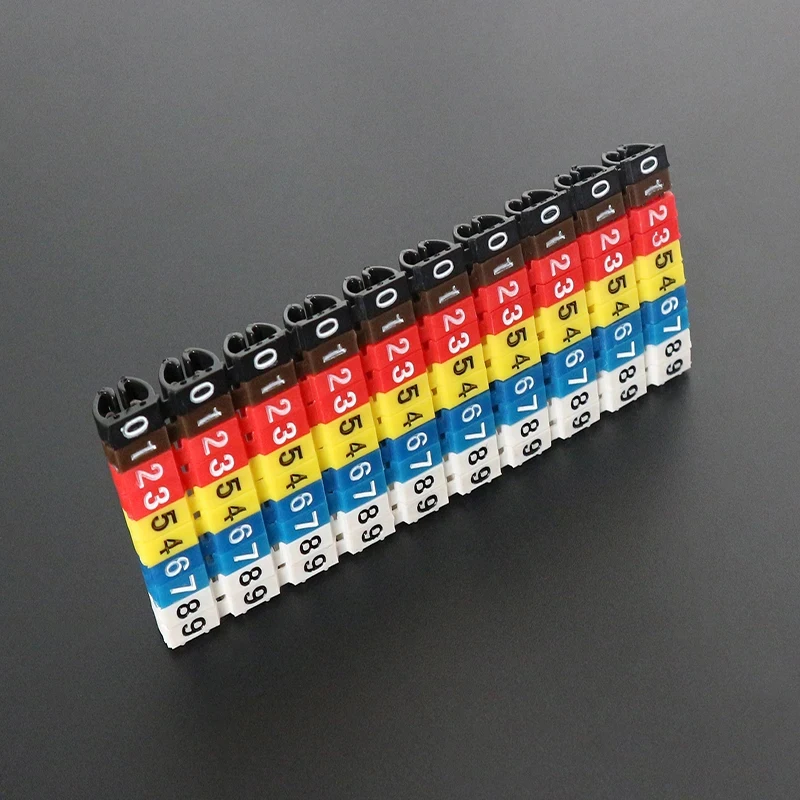 Freeshipping Practical Cable Markers Colourful C-Type  Tag Label For M0 M1 M2 M3  1.5/2.5/4/ 6mm² Wire Numbers 0-9