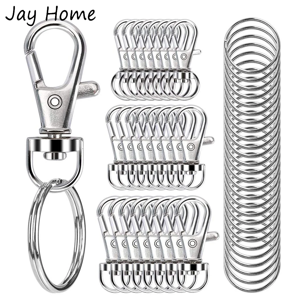 10PCS Swivel Snap Hooks with Key Rings Premium Metal Swivel Lanyard Snap Key Chain Clip Lobster Claw Clasp for Sewing Crafting