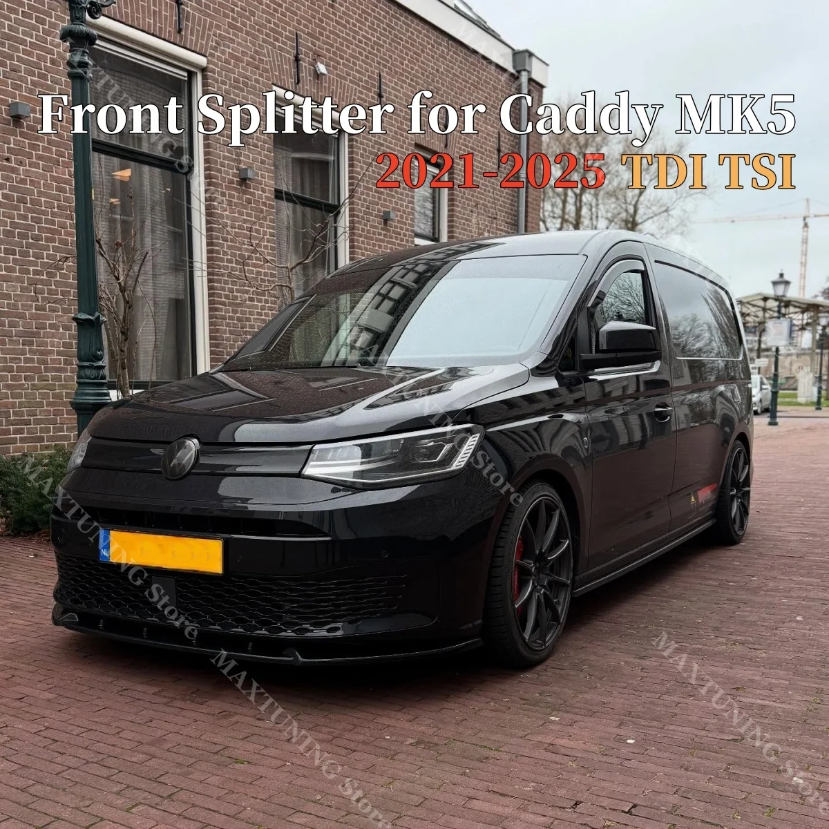 

Car Spoiler For Volkswagen VW Caddy MK5 Cargo & Maxi TDI TSI 2021-2025 Front Bumper Cover Lip Splitter Blade Bodykits Gloss ABS