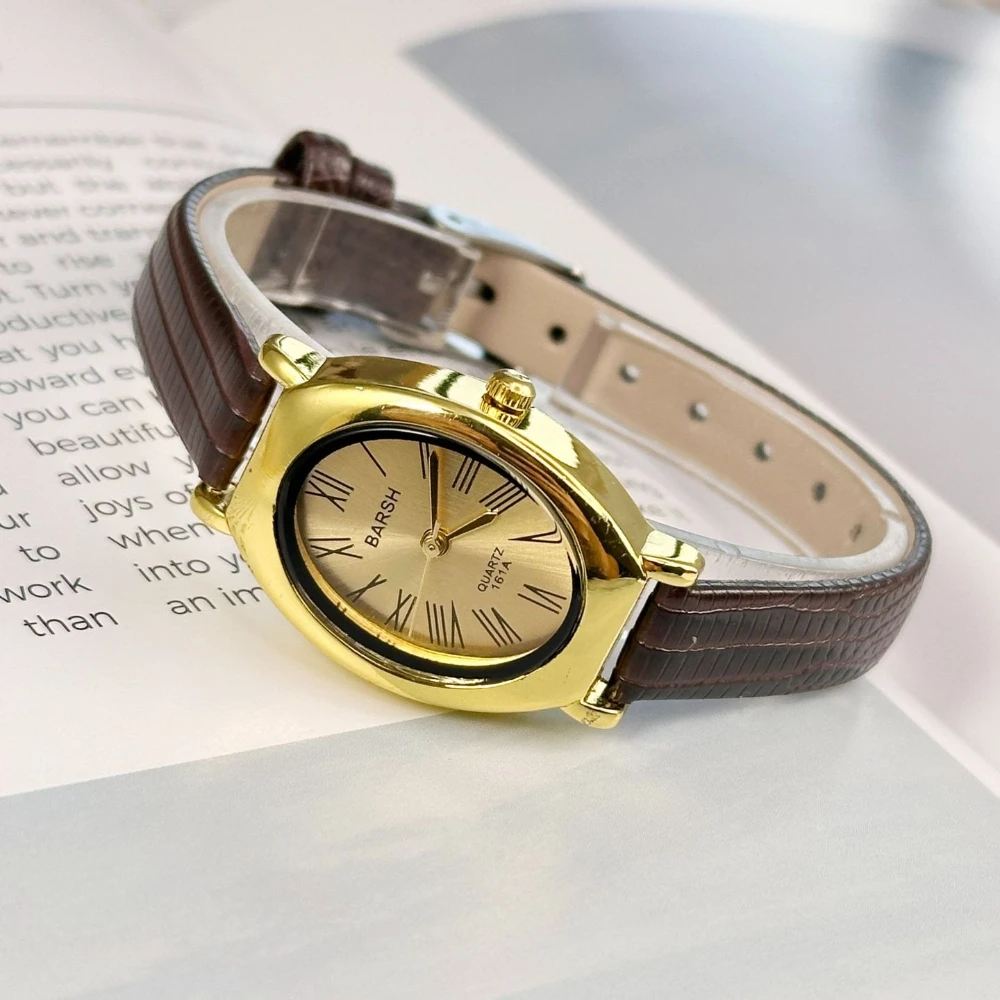 Модные женские часы с овальным циферблатом, роскошный кожаный ремешок, женские кварцевые часы в стиле ретро, дропшиппинг, Reloj De Mujer 시계 여성