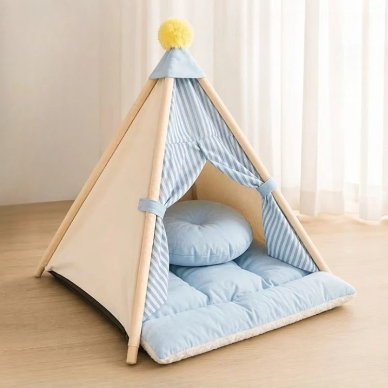Tent Style Pet Nest Breathable Thickened Cat Bed Detachable Cleaning Cats and Dogs House Semi-enclosed Indoor Kitten Beds